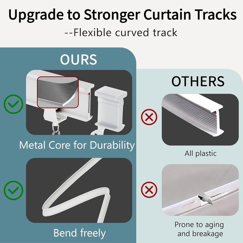 Flexible Bendable Ceiling Curtain Track, Mount for Curtain Rail with