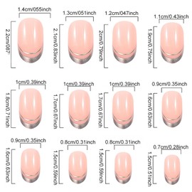 Silver French Tip Press on Nails Short Nude False Nails Silver Lines Design Fake Nails Reusable Artificial Coffin Nails Full Cover Acrylic Nails 24Pcs DIY Stick on Nails Glue on Nails for Women