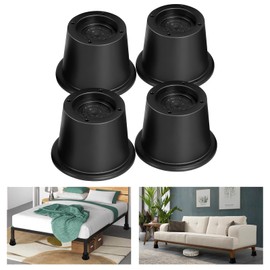 shouwuhho Bed Risers 2 inch, 3 Inch, Heavy Duty Round Furniture Risers Lifts 2" for Table, Desk Leg, Sofa, Couch, Adjustable Bed Frame Risers Supports Up to 6,000 Lbs, Black, 4 Pack
