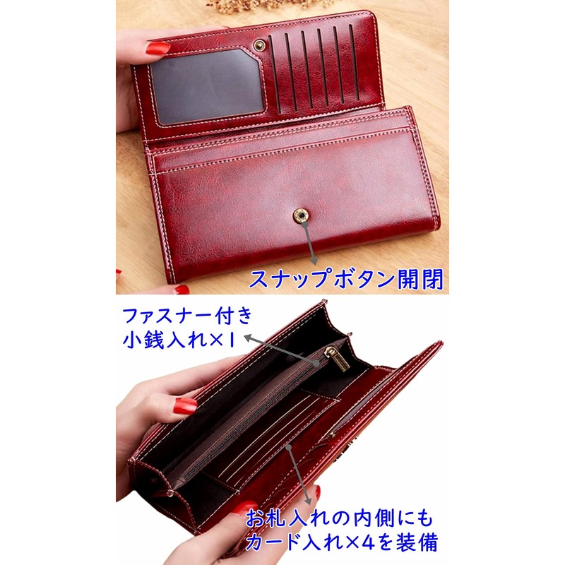 Zazaland Women's Long Wallet, Multi-functional, Leather, Cover, Button, Coin Purse,