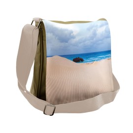 Ambesonne Beach Messenger Bag, Wreck Boat on the Coast, Unisex Cross-body