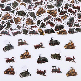 Jollyboom 200Pcs Train Confetti, Retro Train Birthday Baby Shower Party Decorations Confetti for Table Decoration Double-sided Printing for Boy Girl Transportation Train Theme Party