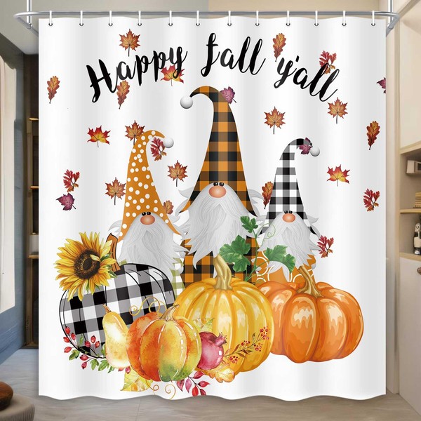 MERCHR Fall Shower Curtain for Bathroom, Autumn Sunflower Pumpkin Gnome