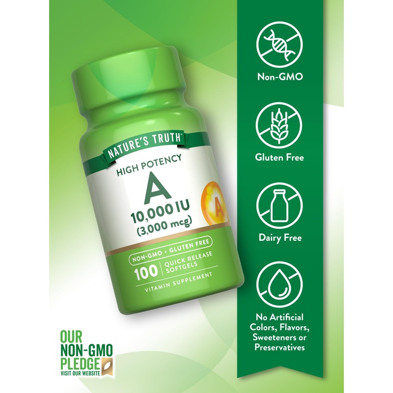 Nature's Truth Vitamin A 10000 IU Softgels | 100 Count