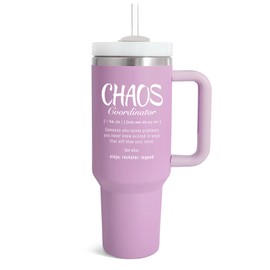 Thank You Gifts for Women, Chaos Coordinator Tumbler, Boss Lady Gifts for Women, Coworker, Mom, Manager, Teacher, Nurse, Birthday, Administrative Professional Day Gifts, 40oz Tumbler, Light Purple
