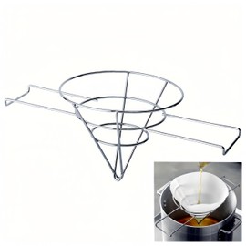 Portable folding cooking oil filter holder, 10" Chrome-Plated Steel Fryer Oil Cone Filter Holder/Stand with Filters，cooking oil filter，fryer oil filter，Deep Fryer Filter，Maple Syrup Filter Stand