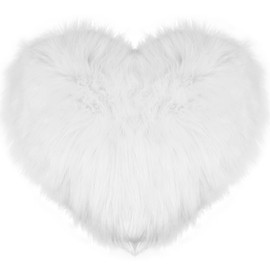 Foribyw Heart Shape Pillow Soft Fluffy Long Plush Love Throw Pillow Decorative Valentine Day Heart Cushion 45x40cm Comfortable Warm Cosy Back Cushion for Bedroom Sofa Couch Gift(white)