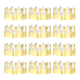sourcing map 12 Pcs Paper Crowns Gold Foil Birthday Crowns Bulk Glitter Party Hats for Birthday Party Hats Decoration Crown Party Supplies, Circle Style