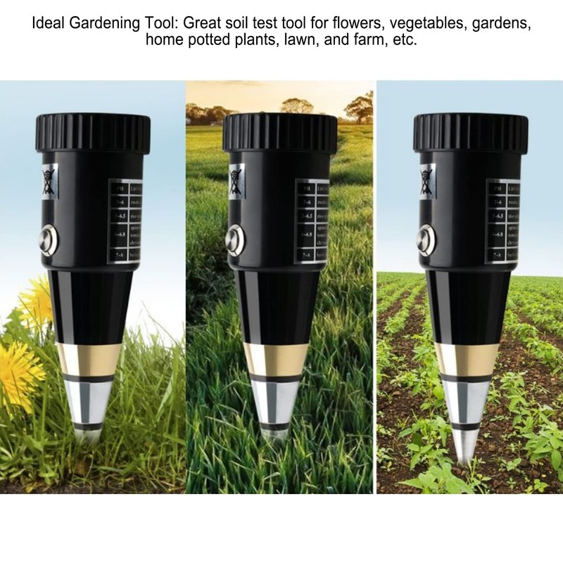 Soil pH Tester, Temperature/Soil Moisture/pH/Sunlight/Environment Humidity/Data Storage Backlight LCD Display