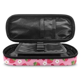 SCRAWLGOD Axolotl Pencil Case for Girls Strawberry Pencil Pouch with Zipper Pencil Bags Big Capacity Kids Pen Case Box Stationery Organizer Office School Storage