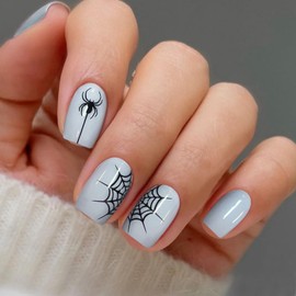 Gel Nail Stickers Halloween Semi Cured Gel Nail Strips Wraps UV/LED Nails Art Design Decoration Accessories