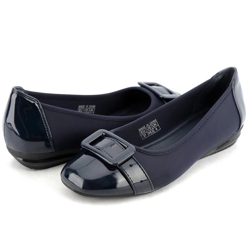Greatonu Women's Casual Classic Closed Square Toe Wedge Ballet Flats,