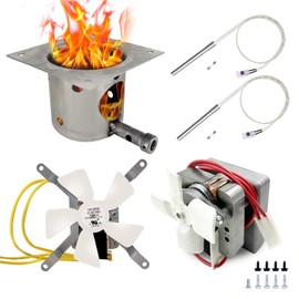 Pellet Grill Upgrade 5-Piece Kit-2.0 RPM Auger Motor, Induction Fan, Fire Burn Pot, Hot Rod Ignitor for Traeger, Pit Boss, Camp Chef Wood Pellet Grill Parts Replacement