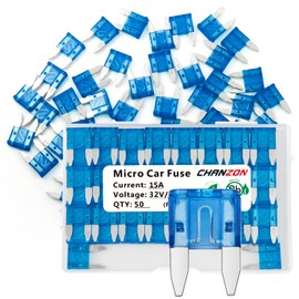 Chanzon 50Pcs UL Listed 15A Mini Blade Fuse ATM/APM 15 Amp 32V Auto Fuses Fast Blow for Automotive Car RV Truck SUV