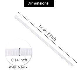 HANSHA 1000pcs Cable Zip Ties Heavy Duty 8 Inch Premium Plastic Wire Ties Self-Locking White Nylon Tie Wraps for Indoor and Outdoor