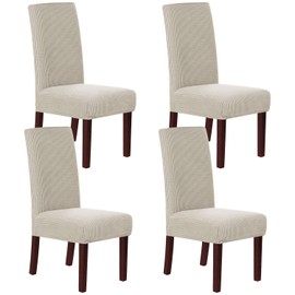 H.VERSAILTEX - Juego de 4 fundas elásticas para sillas de comedor, fundas protectoras para sillas Parsons, fundas protectoras para sillas de comedor, tela jacquard con textura a cuadros, Island Fossi