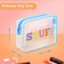 Clear Letter Makeup Bag For Women PVC Cosmetic Bag Christmas Birthday Gifts For Mom Grandma Graduation Gifts For Daughter Sister Retirement Gifts For Colleague Toiletry Bag For Travel(Stuff）
