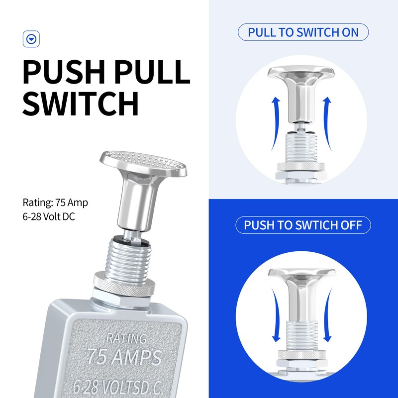 Joinfworld Push Pull Switch Heavy Duty 75 Amp Pull Switch
