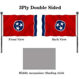 Jayus Double Sided Tennessee Sates Flags 5x8 FT Outdoor Made in USA- Vivid Colors 3Ply TN Tennessee Flags Banners- Heavy Duty 100% Polyester with 3 Brass Grommets