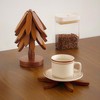 Wooden Trivet Set – 4 Tree-Shaped Trivets + 1 Stand,