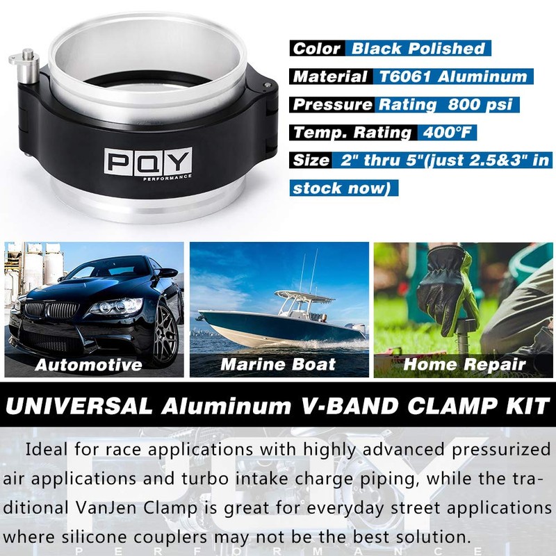 PQY 3 Inch Aluminum Quick Release V Band Clamp with