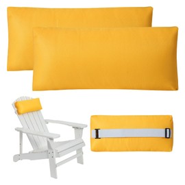 Rasugarlary Headrest Pillow for Patio Chaise Lounge Chair, Outdoor Chaise Pillows with Adjustable Elastic Stripe Head Resting Pillows for Recliner Office Chair, Yellow