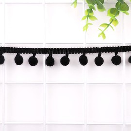 10 Yards 12 mm Pompoms Trim for Crafts,Decorative Ribbon with Pom Poms Balls Pom Poms Fringe Trim Decorative Border Sewing Accessories for DIY Crafts Apparel Clothing,Costumes,Sewing,Decoration,Black