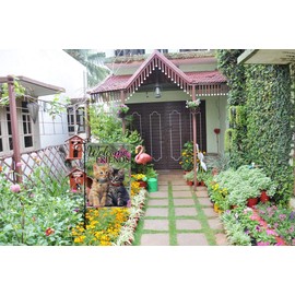 YaoChong Welcome Cut Cat Friends Garden Flag 12.5 x 18 inch ,Home Decorative Burlap Spring Summer Autumn Gift Double Sided Farmhouse Yard Decorations