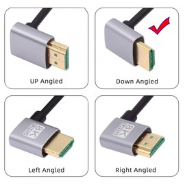 CY Cable HDMI 2.1 Ultra Thin HDTV Cable 8K 4K Hyper Super Flexible Slim Cord Down Angled to Down Angled 90 Degree Type-A for Computer HDTV (50cm)