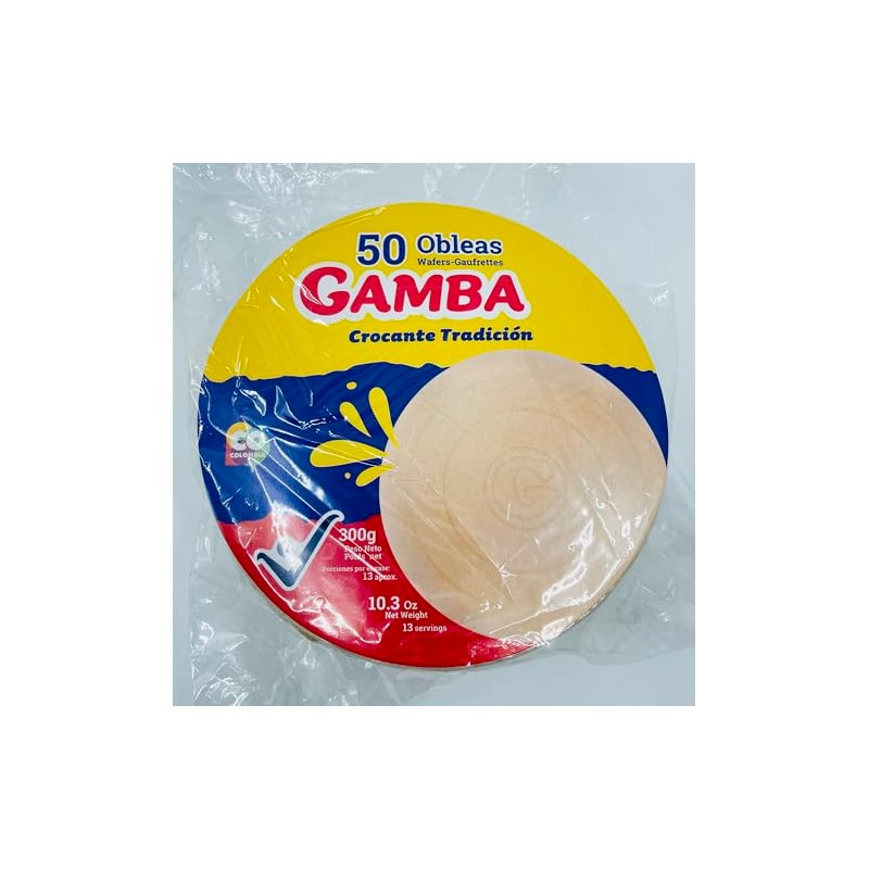 Obleas Gamba Colombiana tradicional, Traditional Wafers 300g each, 50 Count