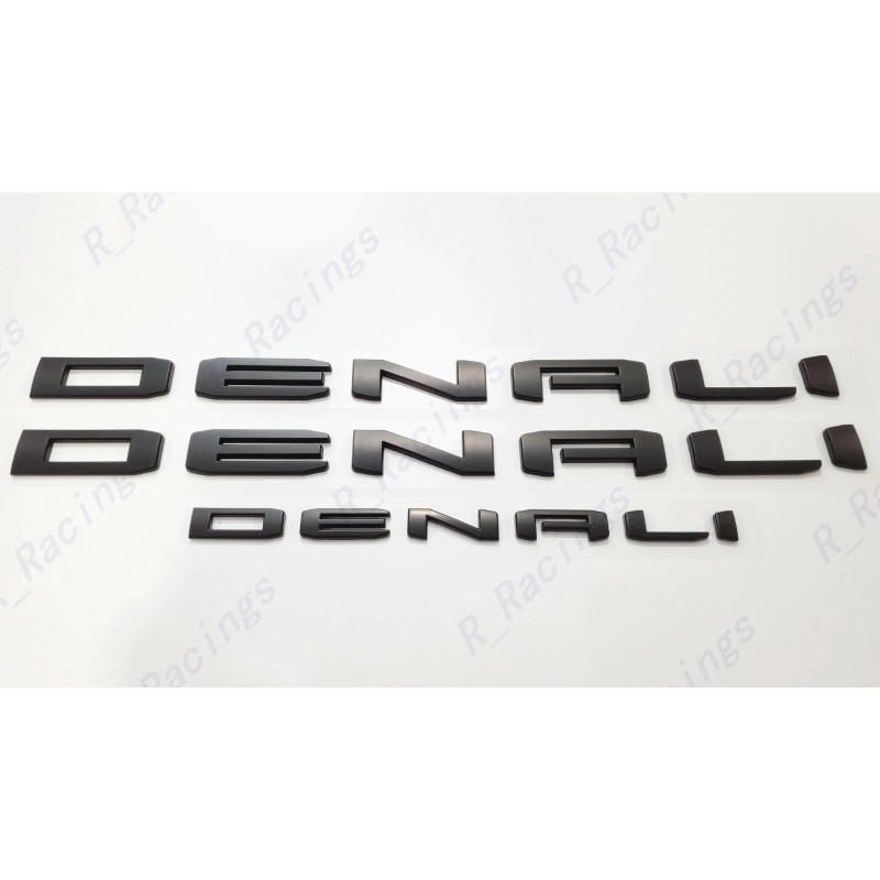 GMC 3pc Matte Black Door Rear DENALI Emblems Letters 2021-2023