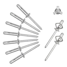 ALLCLEAN 3/16" x 3/4" Tri-Fold Rivets Assortment - 60Pcs,Silver Tri-fold Exploding Pop Rivets Solid Aluminum Tri Grip Rivets Bulb Style Rivets for Kayak Marine Boat