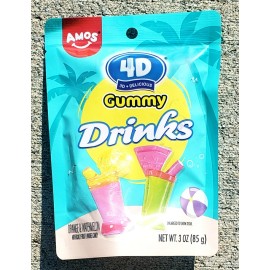 Amos 4D Lot of 5 Amos 4D Gummy Drinks | Orange & Watermelon | 3 oz each