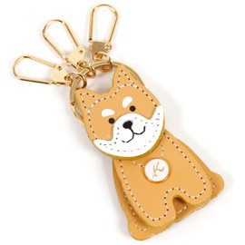 Kitamura NH0861 Women's Shiba Inu Key Chain, Can Stand or Move Face, Camel/White, Brown, 61901 One Size, Camel/White [Brown] 61901