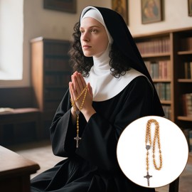 UYUYong Katholische Rosenkranz Kette Rosary Armbänder Und Halsketten Mit Samt Geschenkbeutel Rosenkranz Ketten Aus Holz Gebetskette Christlich Für Taufe Kommunion Hochzeit Party