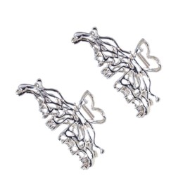 2 Pcs Large Metal Hair Claw Clips - Personality Nonslip Silver Hair Clamps,Perfect Jaw Hair Clamps For Women And Thinner-Thick Hair Styling-Strong Hold Hair-Fashion Hair Accessories (style2)