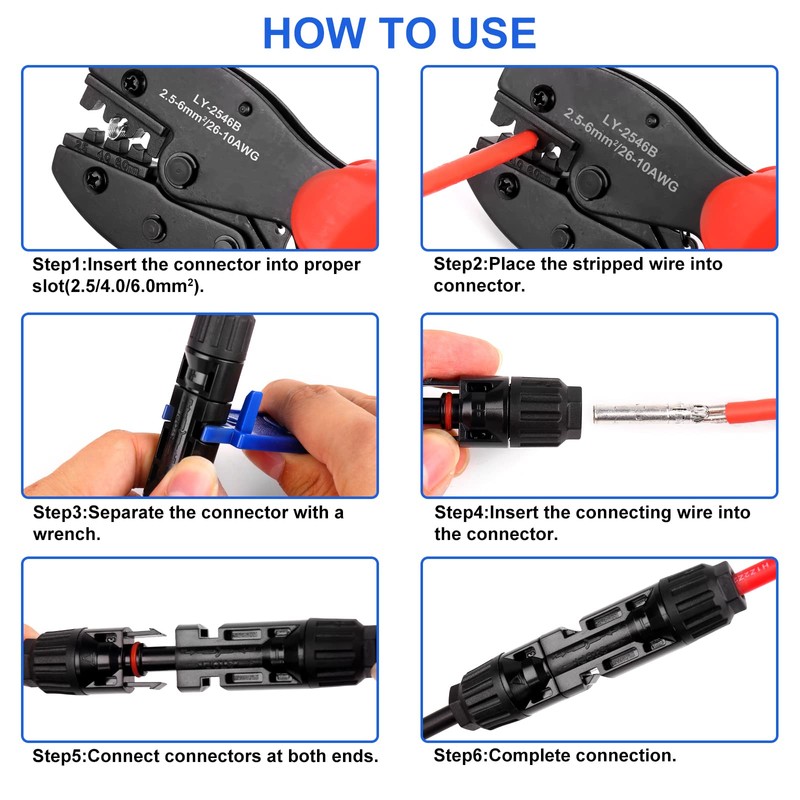 20 Pairs Solar Panel Connectors Kit with Crimper Tool -