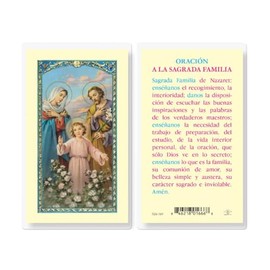 Oracion A La Sagrada Familia, Estampas Sagradas Laminadas, Paquete de 25