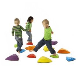 GONGE River Stones - The Original Non-Slip Stepping Stones for Kids - Balance, Coordination, Motor Skills - Vibrant Colors - Set of 6