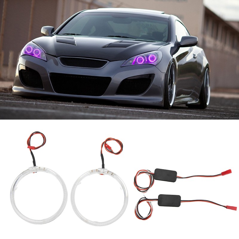 Car LED Angel Eyes Light Guide 95mm/3.7in Purple Lighting 9‑36V