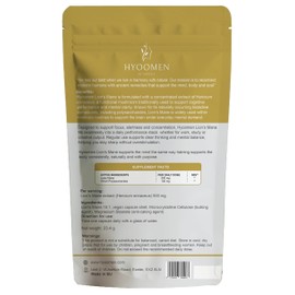 Hyoomen Lion's Mane Capsule for Brain and Cognitive Support, Hericium Erinaceus 15:1 Fruiting Body Extract, 500mg