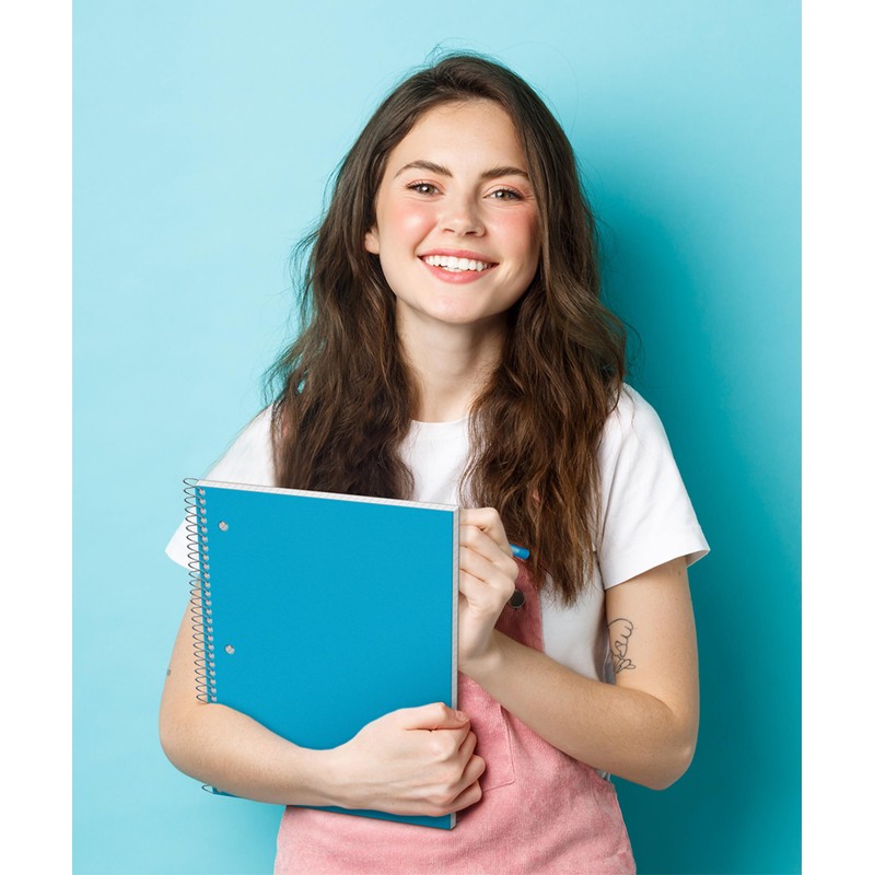 Dunwell Graph Paper Spiral Notebook (Blue) Plastic Cover, 100 Sheets,