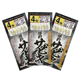 Riseway USA-002 Bakucho Sabiki Rig, White Skin Sabiki, No. 4, Set of 3