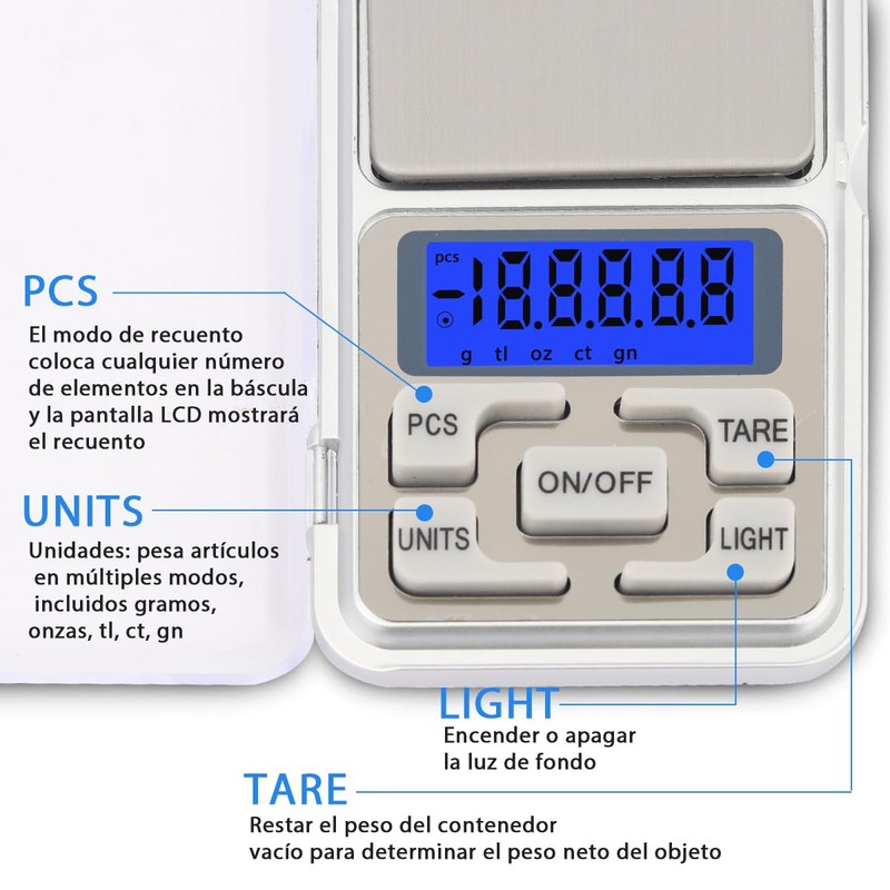 SSGP Bascula Gramera Digital (500g/0.1g),BáScula De Cocina,BáScula ElectróNica,BáScula PrecisióN,Pantalla Lcd,Mini,Acero