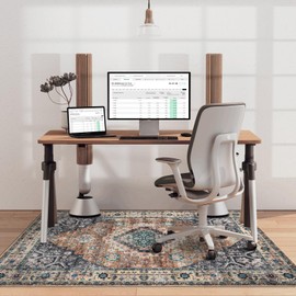 Nusoarug Office Chair Mat for Hardwood Floor, 48"×60" Boho Under Desk Chair Mat Rug with Non-Slip Backing as Floor Protector, Computer Rolling Chair Mat for Office Home, Machine Washable, Red