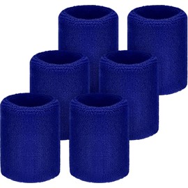 Willbond 6 Pack Wrist Sweatbands Sports Wristbands for Football Basketball, Running Athletic Sports (Blue)