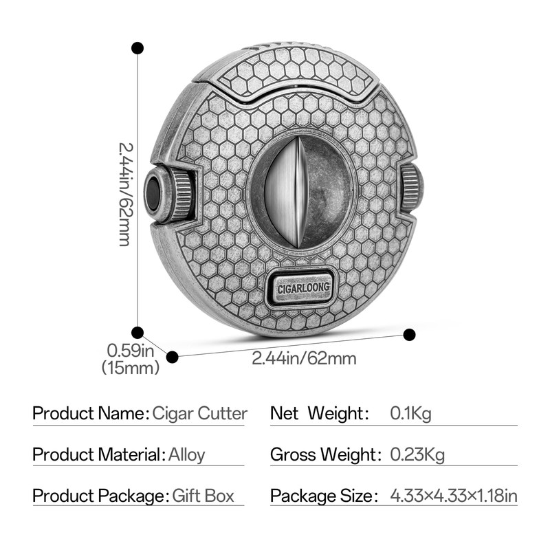 CIGARLOONG 2-in-1 Cigar Cutter,V-Cut Guillotine Stainless Steel Sharp Blade Built-in