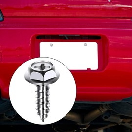 BBTO 50 Pieces Rustproof License Plate Screws Stainless Steel License Plate Frame Screws Plate Fasteners Screws for Fastening Frames and Covers on Cars and Trucks (Silver)