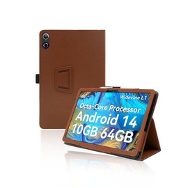Case for ZOFYWNAS A10-A/FancyDay A10 Android 14 Tablet 10.1 Inch Leather Slim Folding Stand Cover with Hand Strap Magnet for Men Women Full Protection,Brown