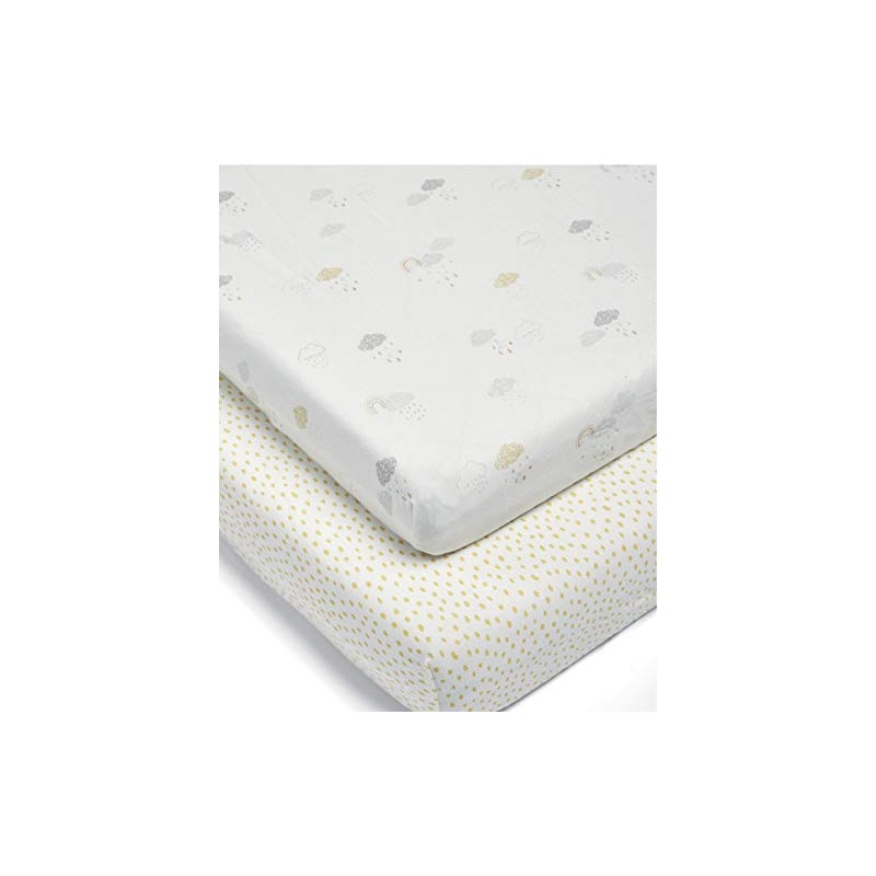 Mamas & Papas 2 Pack Cot/Bed Fitted Sheets, Cream